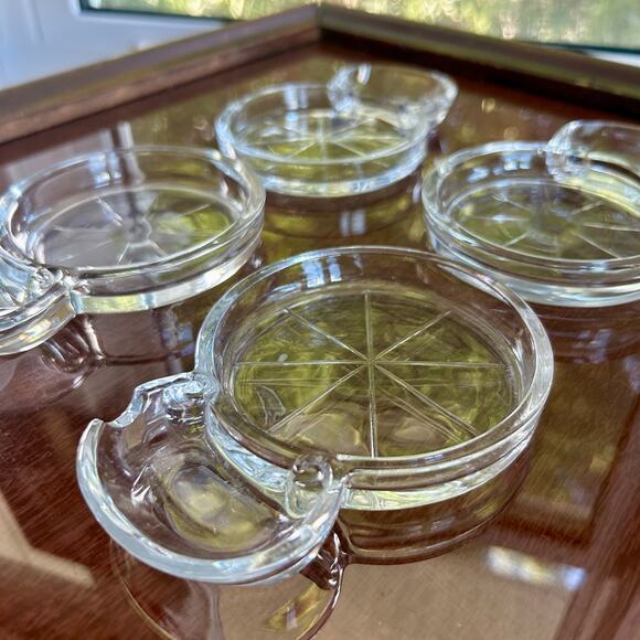Vintage Fostoria Mademoiselle Clear Glass Coasters with Spoon Rest – Set of 4 - Picture 7 of 15